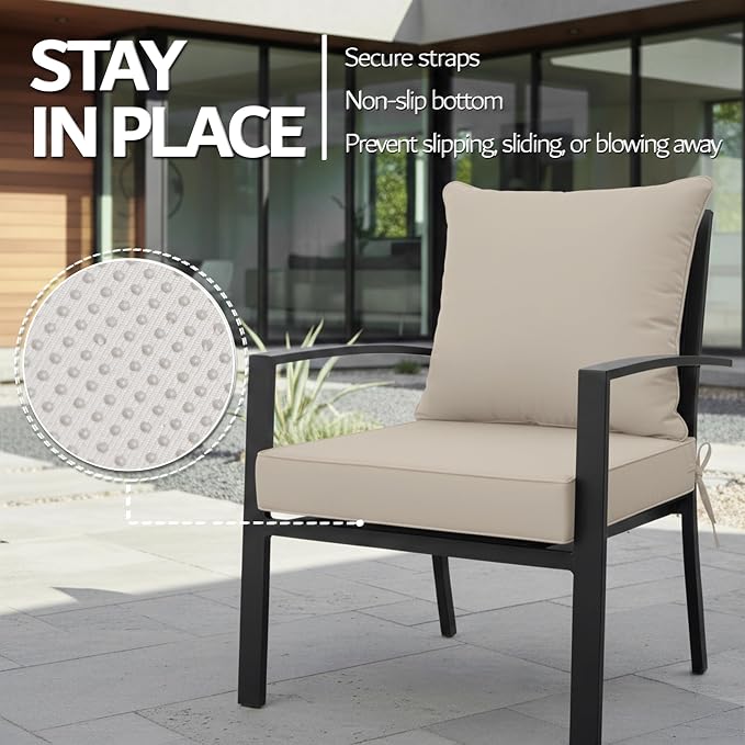 22x22 Inch Patio Chair Cushions Set of 2, Outdoor Furniture Cushions - Image 5