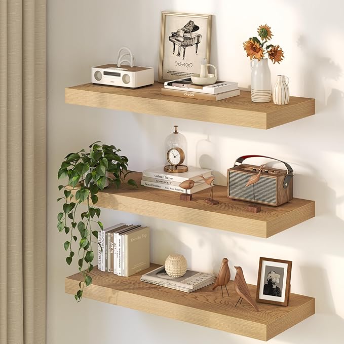 Oak Floating Shelves 48Inch Long, 12 Inch Deep Floating Shelves - Image 2