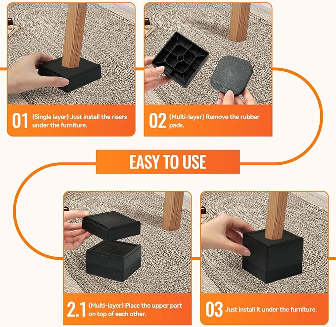 shouwuhho Furniture Risers, 8 Pack Bed Risers - Image 7