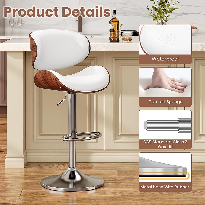 YaFiti Bar Stools Modern Swivel Bar Chairs, Barstools Counter Height - Image 5