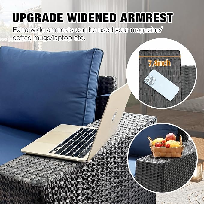 JOYURE 10 Pieces Patio Furniture Set All-Weather Outdoor Wicker Sectional - Image 2