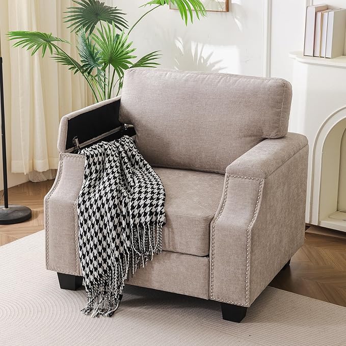 Oversized Accent Chair with Seat Storage, Comfy Living Room Chairs with Armrest - Image 4