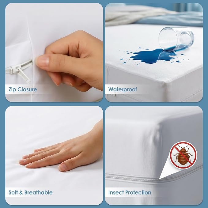 Utopia Bedding Mattress Protector Zippered Twin Size, 100% Waterproof Bed Bug - Image 3