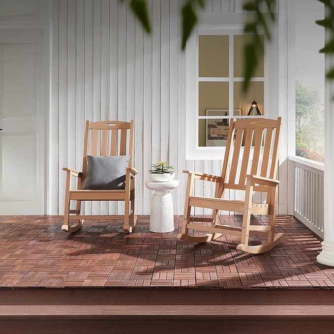 Psilvam Oversized Outdoor Rocking Chair Set of 2, Porch Rocker - Image 6
