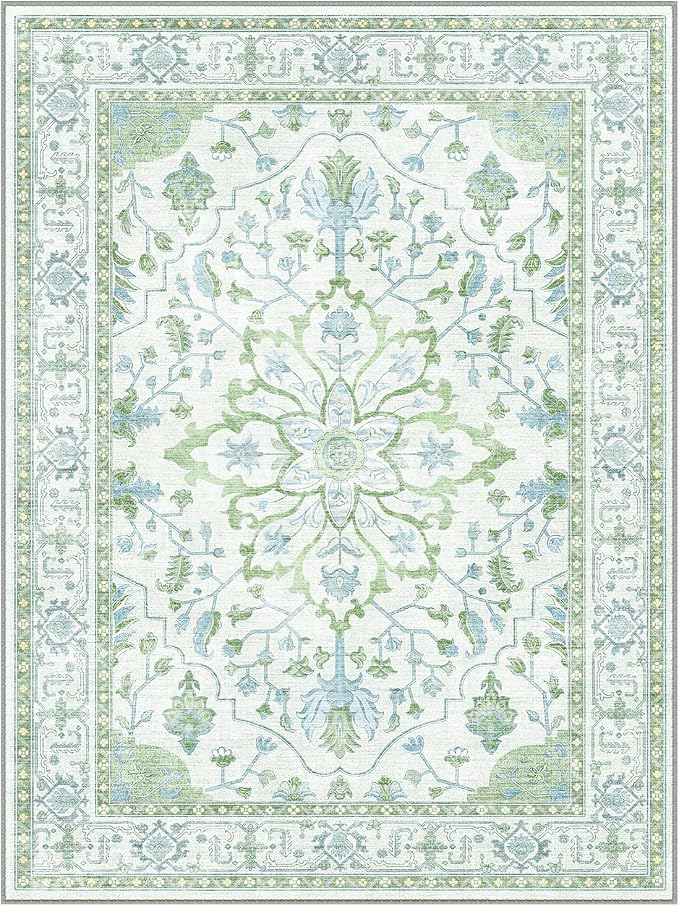 RELEANY Area Rugs 10'x12' Washable Non-Slip, Floral Vintage Distress Print - Image 8
