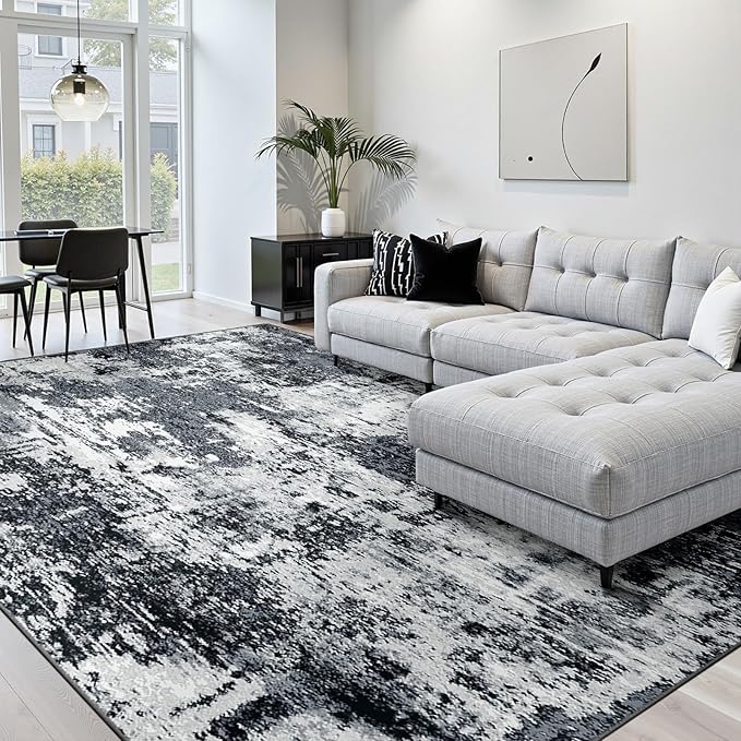 RELEANY Washable Area Rugs 10'x12' Non-Slip Modern Abstract Soft - Image 2