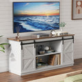 YESHOMY Farmhouse TV Stand for Televisions up to 65 Inches, Sliding Barn Doors by SearchallYESHOMY