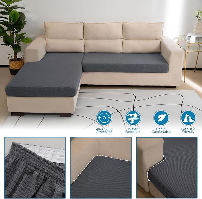 Water Repellent Couch Cushion Cover Loveseat Cover, Stretch Sectional Sofa Seat - Image 5