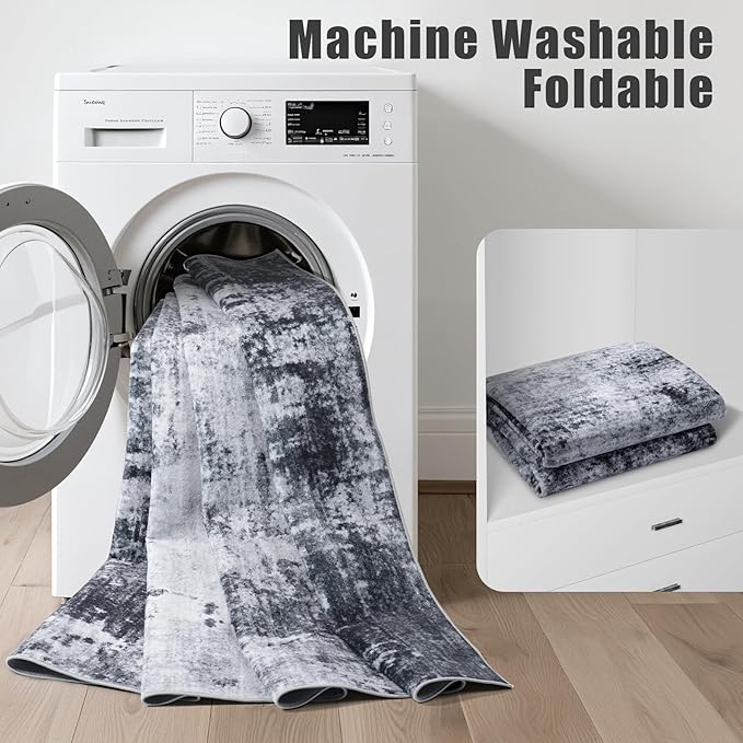 Washable Area Rug 3x8 Entryway Rug: Washable Modern Abstract Soft Thin Rug - Image 5