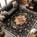 RELEANY Area Rugs 6'x8' Washable Non-Slip, Floral Vintage Distress Print by RELEANY