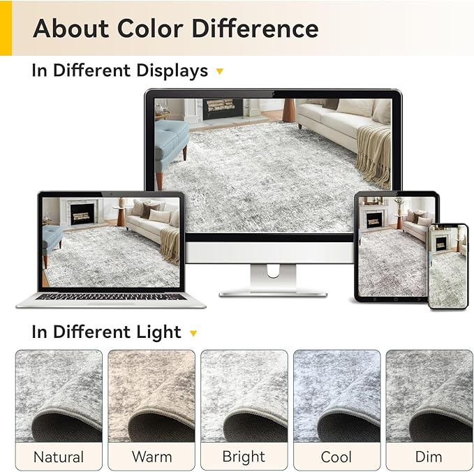 RELEANY Washable Area Rugs 4ft Non-Slip Modern Abstract Soft - Image 9