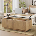 FABATO Mid Century Modern Coffee Table, Wooden Fluted Center Table by FABATO