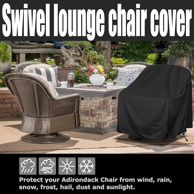 Outdoor Swivel Lounge Chair Cover, Waterproof Heavy Duty Outdoor Chair Covers - Image 5