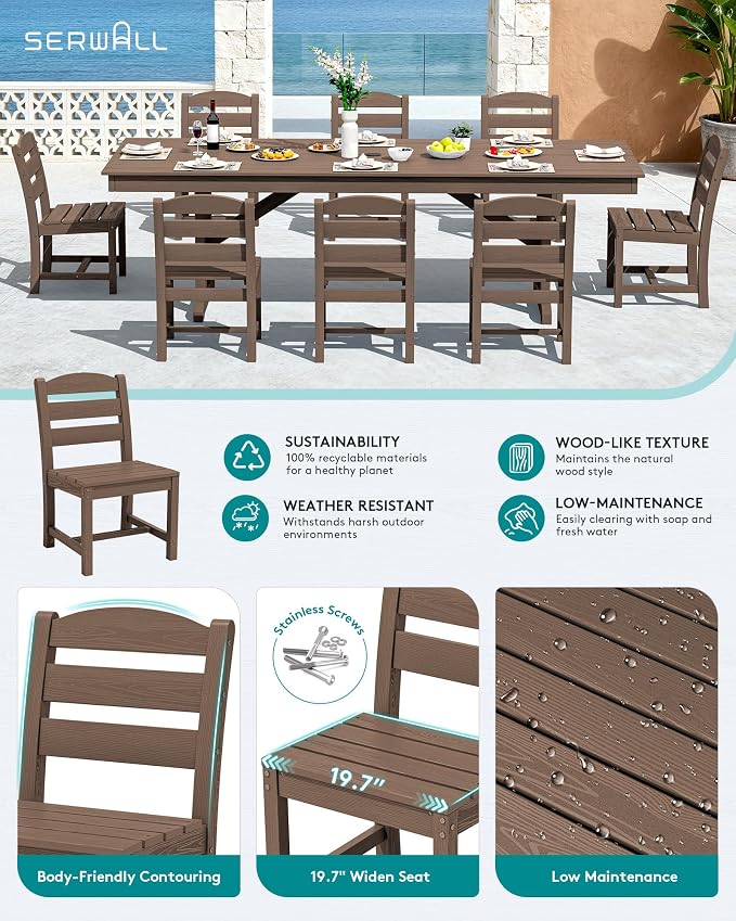 SERWALL 9 Piece Outdoor Dining Set - Image 3
