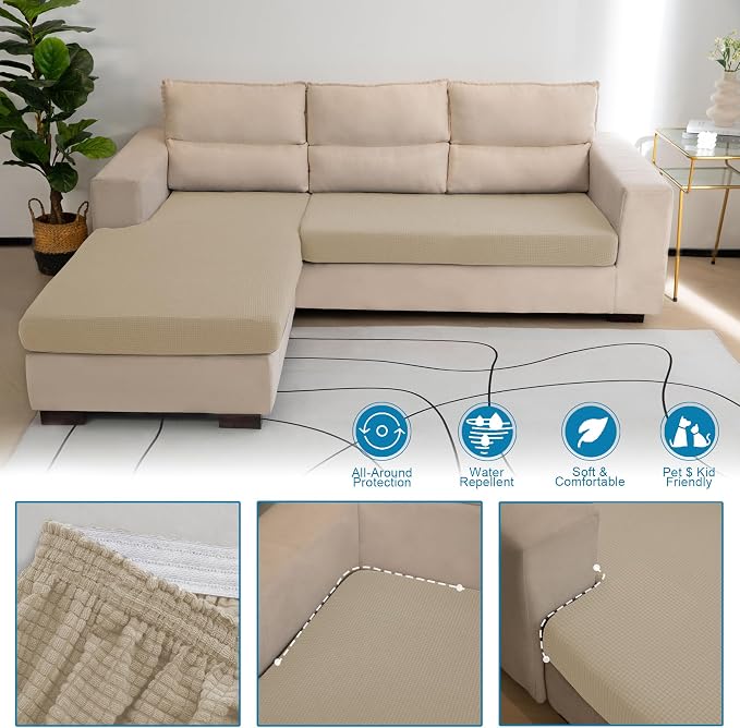 Water Repellent Couch Cushion Cover Loveseat Cover, Stretch Sectional Sofa Seat - Image 5