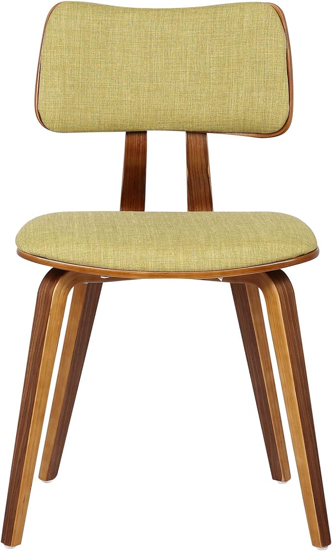 Armen Living Jaguar Mid-Century Dining Chair in Walnut Wood and Green Fabric - Image 6