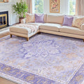 RELEANY Area Rugs 8'x10' Washable Non-Slip, Floral Vintage Distress Print by RELEANY