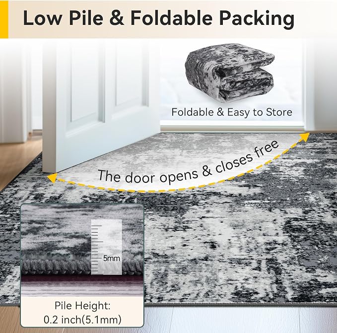 RELEANY Washable Area Rugs 3x7 Non-Slip Modern Abstract Soft - Image 4