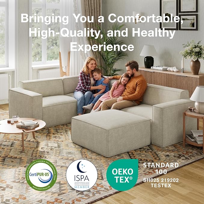 Novilla 117.7" Modular Sectional Sofa, No Assembly Cloud Sectional Couch - Image 12
