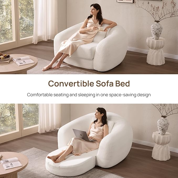 SICOTAS Curved Sofa Couch Bed for Living Room Convertible Futon Cloud Boneless - Image 5