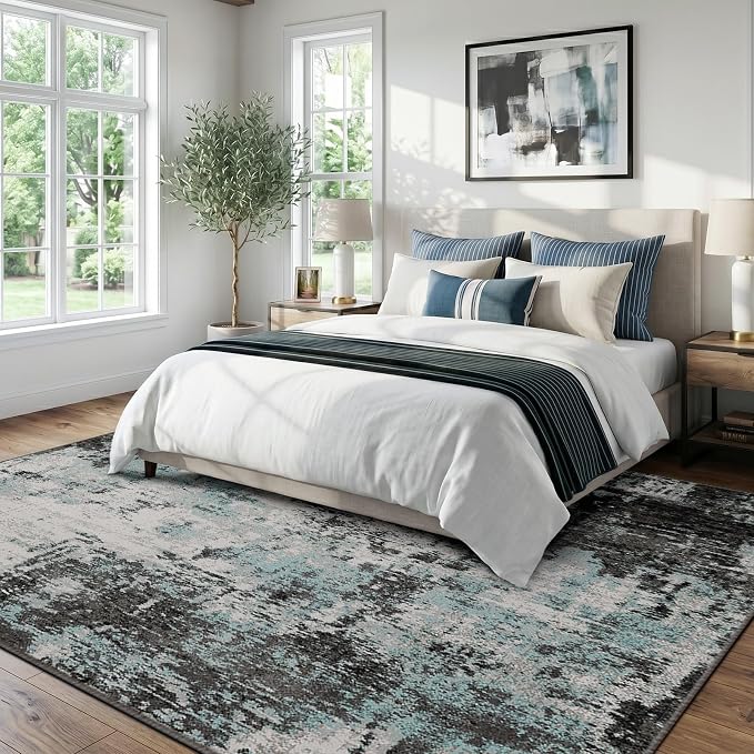 RELEANY Washable Area Rugs 8'x10' Non-Slip Modern Abstract Soft - Image 2