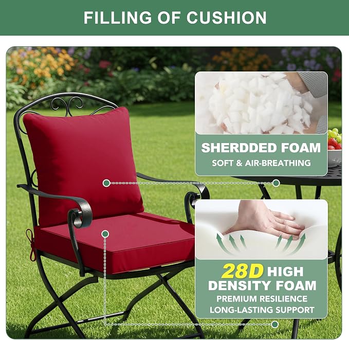 Summsun Outdoor Chair Cushions Set of 2, Waterproof Back Pillow and Seat - Image 4