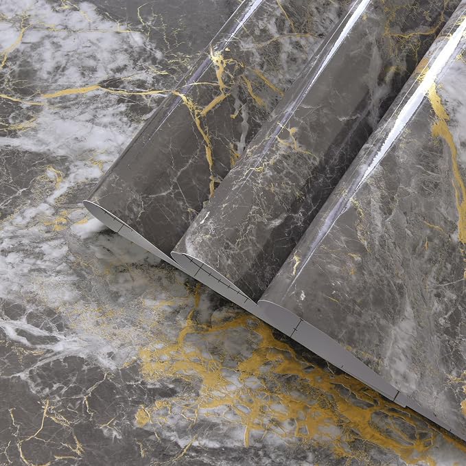 BAYYA Countertop Covers Peel and Stick Wallpaper Glossy Marble Contact Paper by BAYYAPeelandStickWallpaper