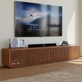 POVISON Full Assembled Mid Century Modern TV Stand, Wood Slatted Media Console by POVISON
