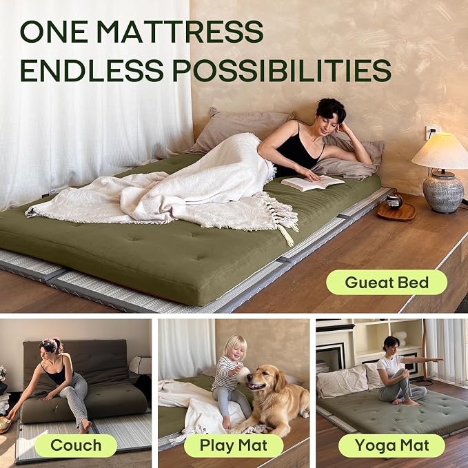 ZonLi Japanese Floor Futon Mattress Twin Size 75"x 39", 100% Cotton Cover 2.5'' - Image 4