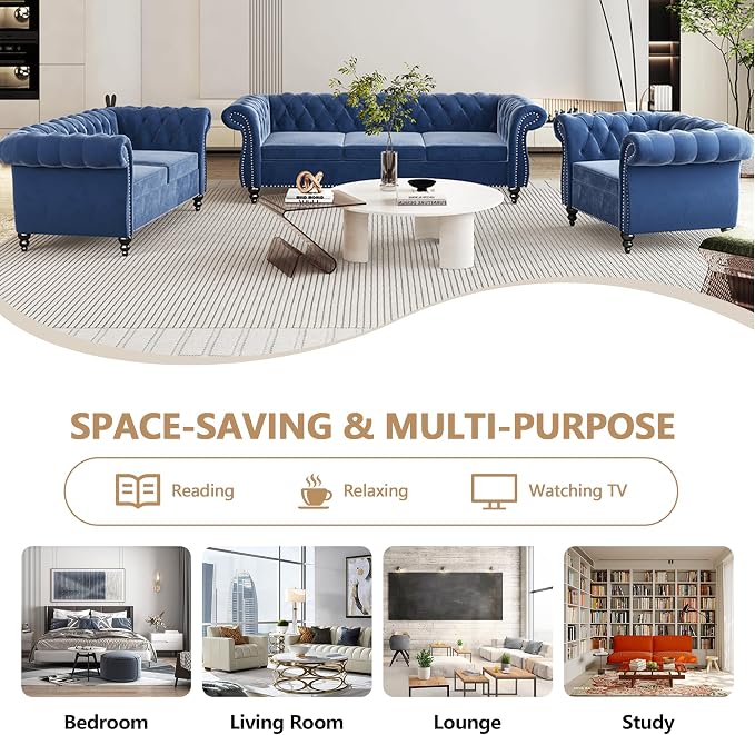 QHITTY 2 Piece Living Room Set, Sectional Chesterfield Sofa Chair Contemporary - Image 7