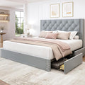 LARMACE Queen Size Bed Frame Upholstered Platform Bed by LARMACE
