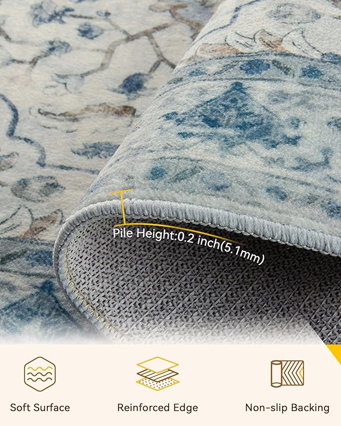 RELEANY Area Rugs 3'x10' Runner Rug Non Slip Washable - Image 3