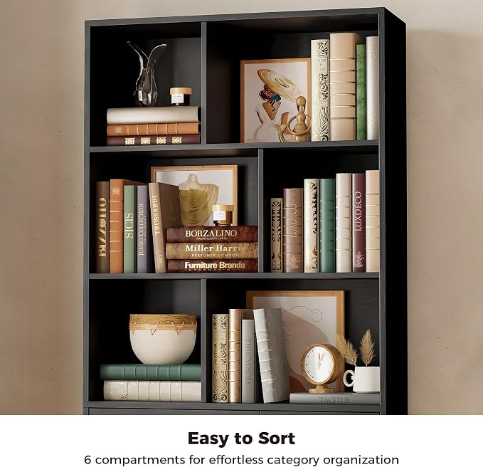 IRONCK Bookshelf, 70.9 Inch Tall Bookcase, 3-Tier Bookshelves - Image 5