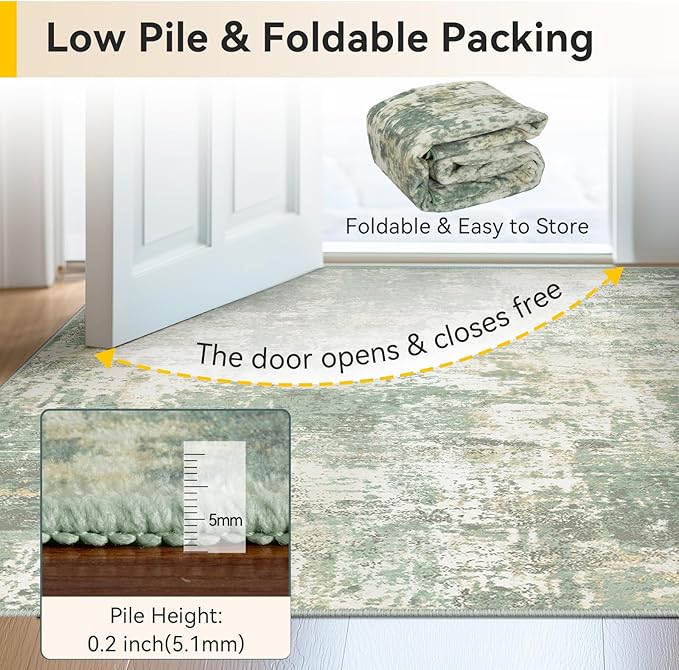 RELEANY Washable Area Rugs Square 8ft Non-Slip Modern Abstract Soft - Image 4