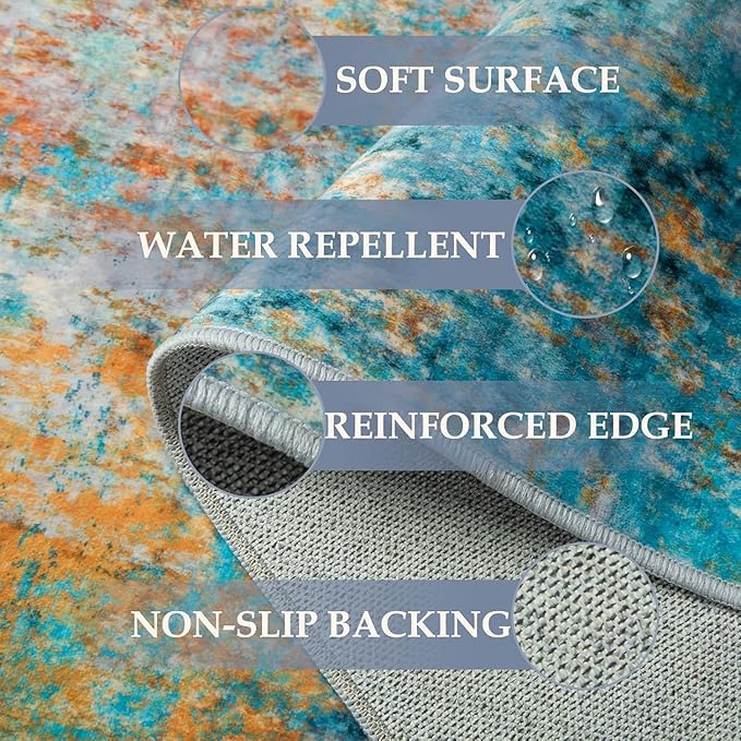 RELEANY Washable Area Rugs 6ft Non-Slip Modern Abstract Soft - Image 5