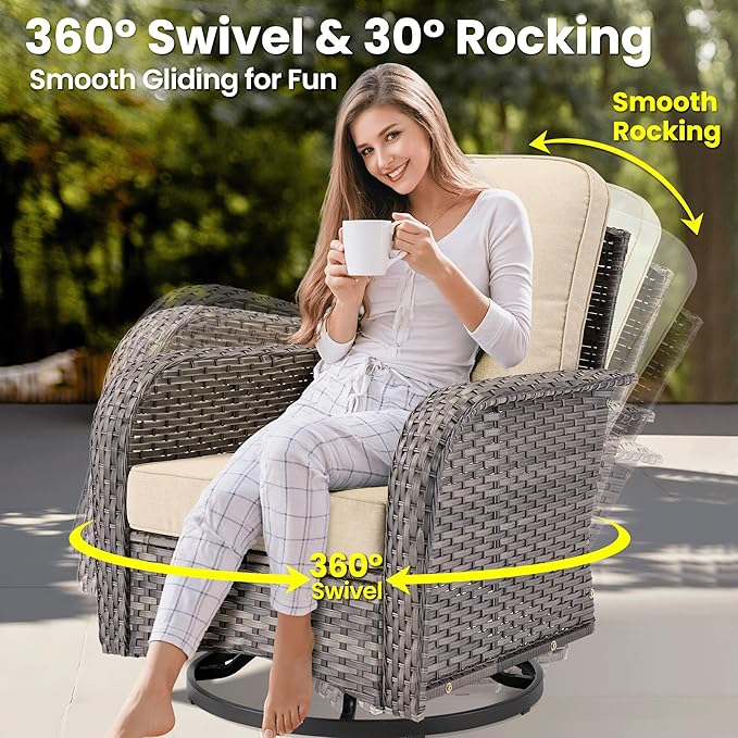 ovios 6 Pieces Patio Furniture Set, Outdoor Wicker Sofa Couch - Image 4