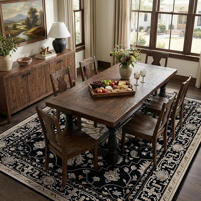 RELEANY Area Rugs 10'x12' Washable Non-Slip, Floral Vintage Distress Print - Image 3