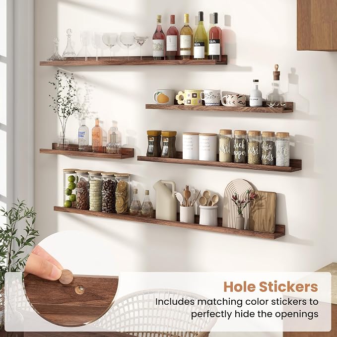 Fun Memories Picture Ledge Shelves Set of 2, 55 Inch Rustic Wall Mounted - Image 5