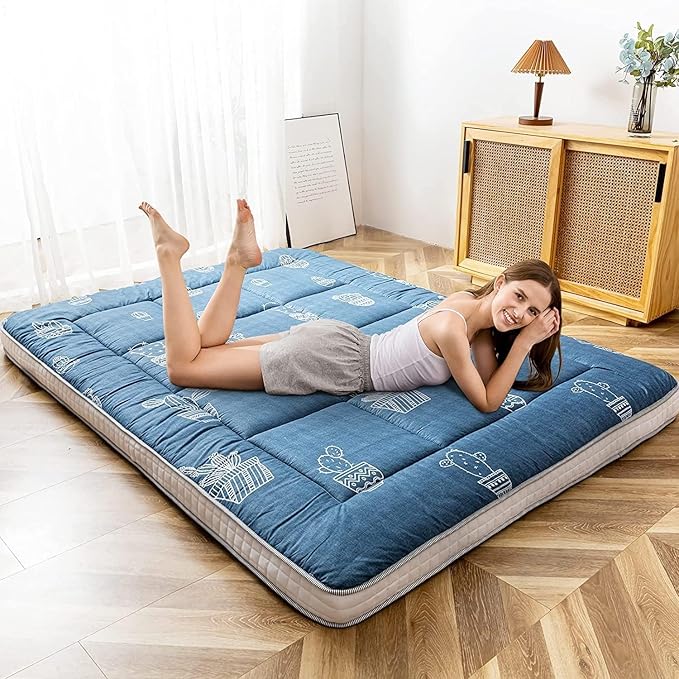 MAXYOYO Grey Cactus Pattern Twin Size Futon Mattress, Japanese Floor Mattress - Image 2