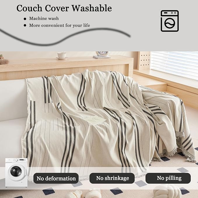 DREAMINGO Couch Cover Reversible Chenille 3 Seat Sofa Covers - Image 6