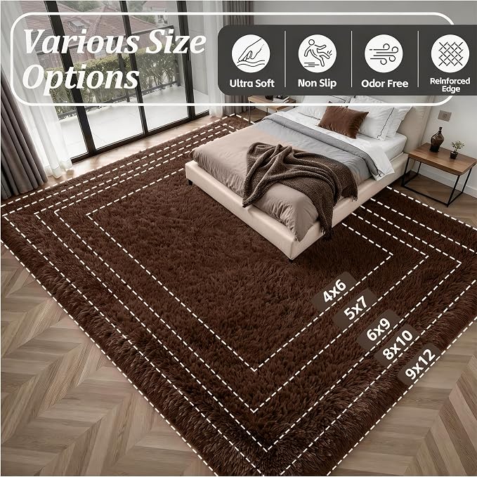 Fluffy 4x6 Area Rugs for Living Room Bedroom: Ultra Soft Shag Rug Non-Slip - Image 9