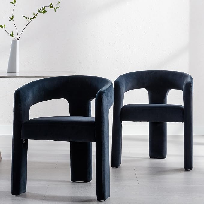 RIVOVA Modern Barrel Dining Chairs Set of 8, Velvet Upholstered Accent Side - Image 7