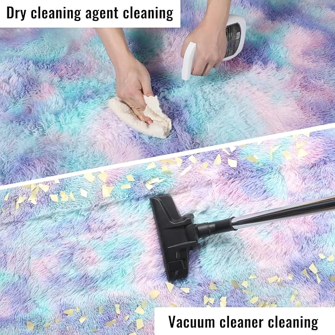 PAGISOFE Furry Rainbow Rugs for Bedroom Girls, 2x3 Soft Purple Shag Tent Rugs - Image 7
