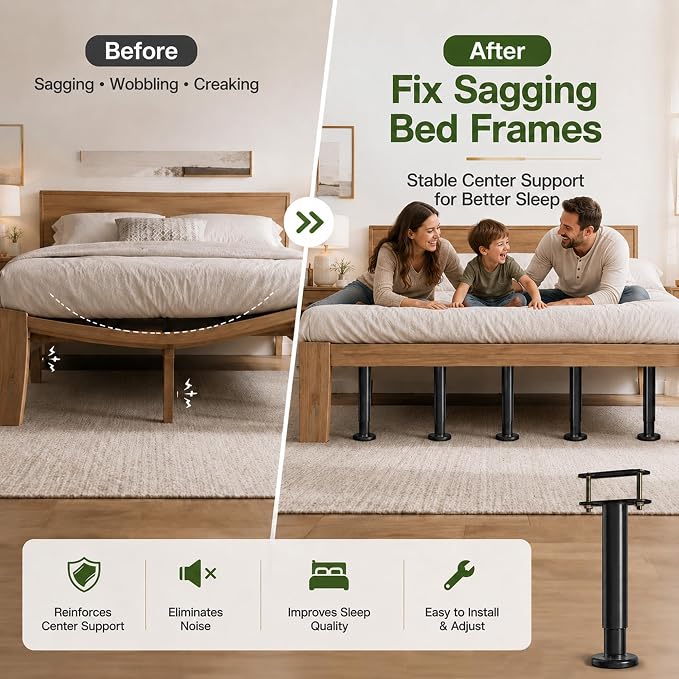 4-Piece Adjustable Height Bed Support Legs, Extra Sturdy Steel - Image 3