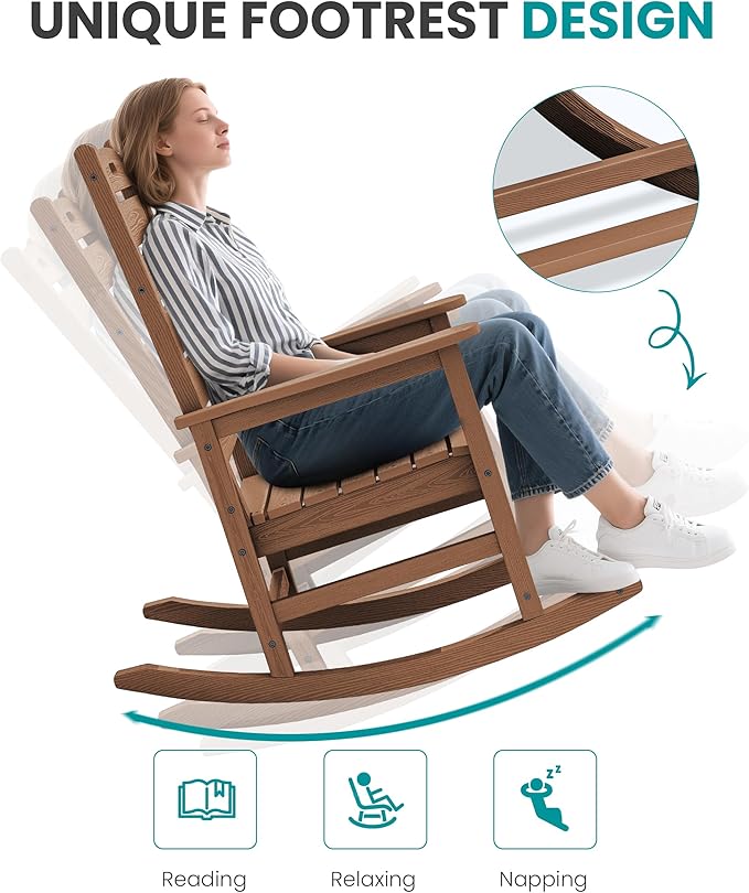 SERWALL Outdoor Rocking Chair Set of 2, Oversized Rocking Chair - Image 7