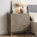 T4TREAM Fluted 3 Drawers Nightstand, Oversized Extra Large Modern Side Table by T4TREAMFurniture