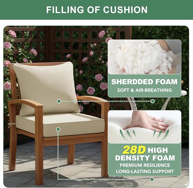 Summsun Patio Chair Cushions Set of 4, Faux Linen Outdoor Furniture Cushions - Image 6