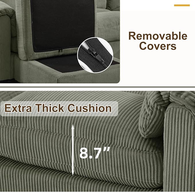 HAOMARKETS Corduroy Sofa Set, Upholstered Loveseat - Image 6