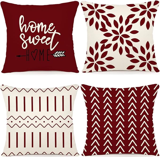 YCOLL Christmas Pillow Covers 20x20 Set of 4, Modern Sofa Throw Pillow Cover by PillowCoversExpert