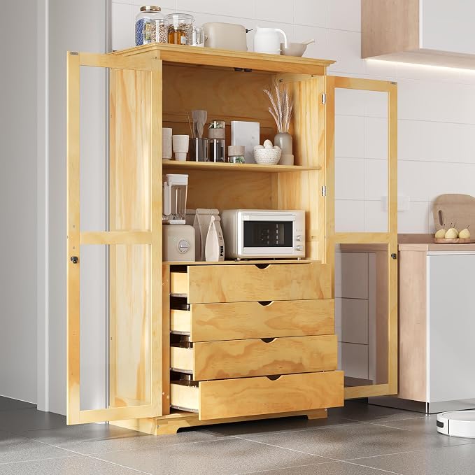 VilroCaz 75'' Tall Kitchen Pantry, Wood Freestanding Kitchen Storage Cabinet by VilroCaz
